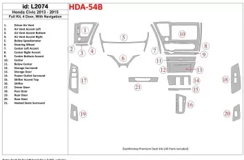 Honda Civic 2013-UP Ensemble Complet, 4 Des portes, Avec NAVI BD Kit la décoration du tableau de bord - 1 - habillage decor de t