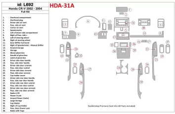 Honda CR-V 2002-2004 Ensemble Complet, 30 Parts set BD Kit la décoration du tableau de bord - 1 - habillage decor de tableau de 