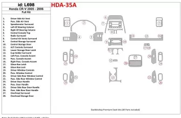 Honda CR-V 2005-2006 Ensemble Complet BD Kit la décoration du tableau de bord - 1 - habillage decor de tableau de bord