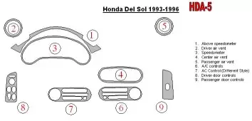Honda DelSol 1993-1996 Ensemble Complet BD Kit la décoration du tableau de bord - 1 - habillage decor de tableau de bord