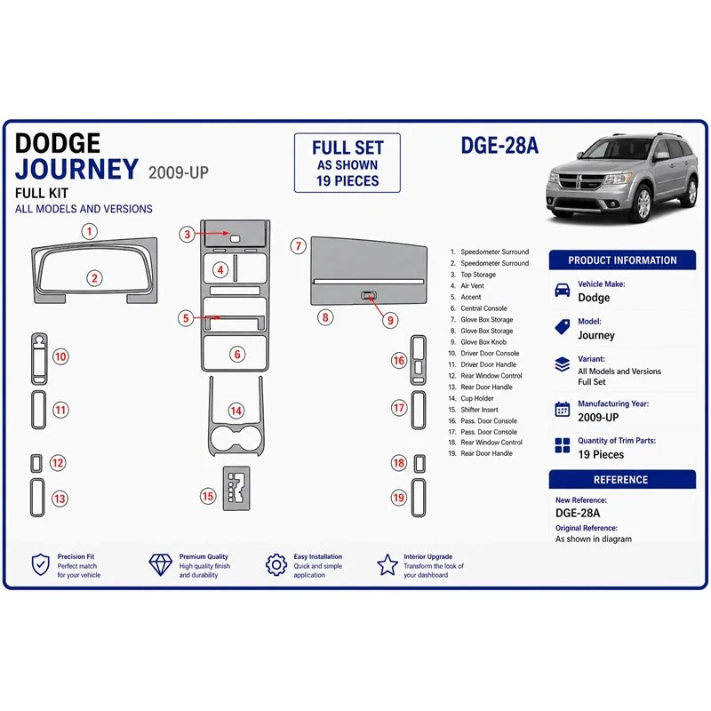 Dodge Journey 2009+ set complet kit décor tableau de bord 3D