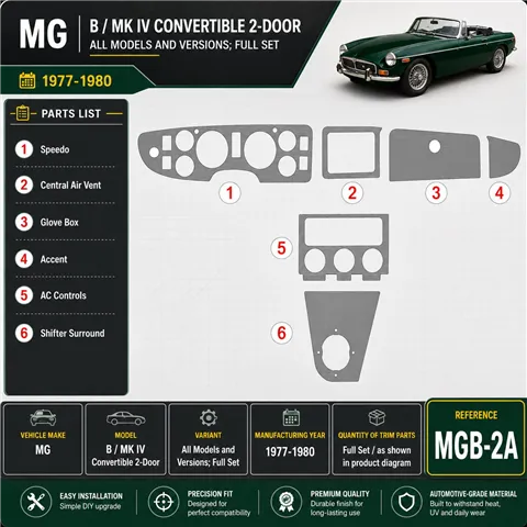 MG B 1977-1980 kit complet kit décoration intérieure tableau de bord 2