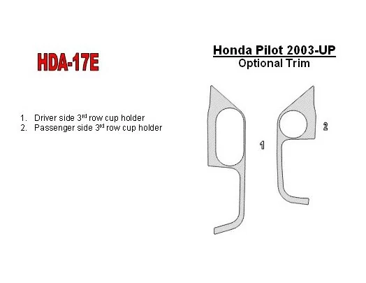 Honda Pilot 2003-2004 3rd Row Cupholder BD Kit la décoration du tableau de bord - 1 - habillage decor de tableau de bord
