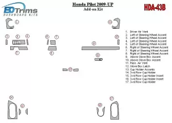 Honda Pilot 2009-UP additional kit BD Kit la décoration du tableau de bord - 1 - habillage decor de tableau de bord