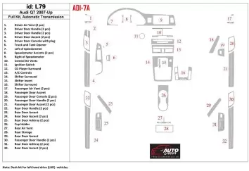 Audi Q7 2007-UP Ensemble Complet, Boîte automatique, Aluminum OEM BD Kit la décoration du tableau de bord - 1 - habillage decor 