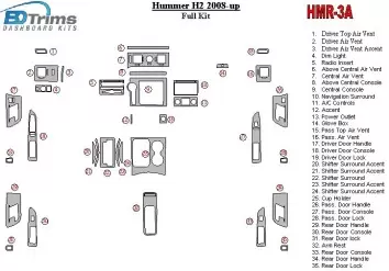 Hummer H2 2008-UP Ensemble Complet BD Kit la décoration du tableau de bord - 5 - habillage decor de tableau de bord