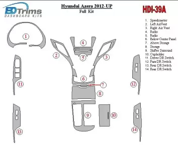 Hyundai Azera/Grandeur 2012-UP BD Kit la décoration du tableau de bord - 1 - habillage decor de tableau de bord
