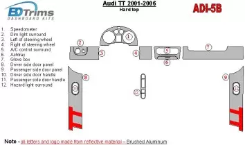 Audi TT 2001-2006 Soft roof-Coupe, 12 Parts set BD Kit la décoration du tableau de bord - 1 - habillage decor de tableau de bord