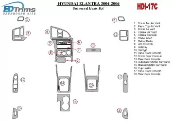 Hyundai Elantra 2004-2006 Universal Paquet de base BD Kit la décoration du tableau de bord - 1 - habillage decor de tableau de b