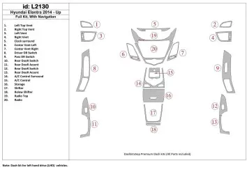 Hyundai Elantra 2014-UP Ensemble Complet, Avec NAVI BD Kit la décoration du tableau de bord - 1 - habillage decor de tableau de 