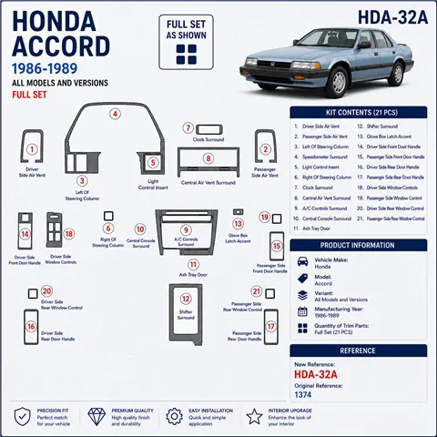 Honda Accord 1986-1989 kit complet kit décoration intérieure tableau de bord