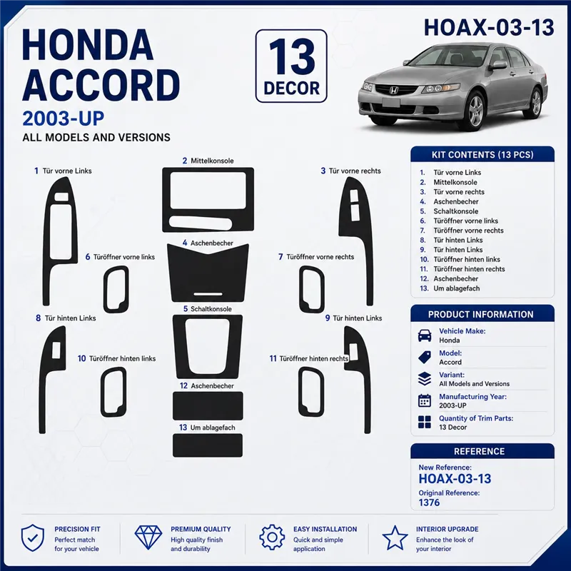 Honda Accord 2003 - à aujourd’hui 3D kit décoration intérieure tableau de bord 13 pièces