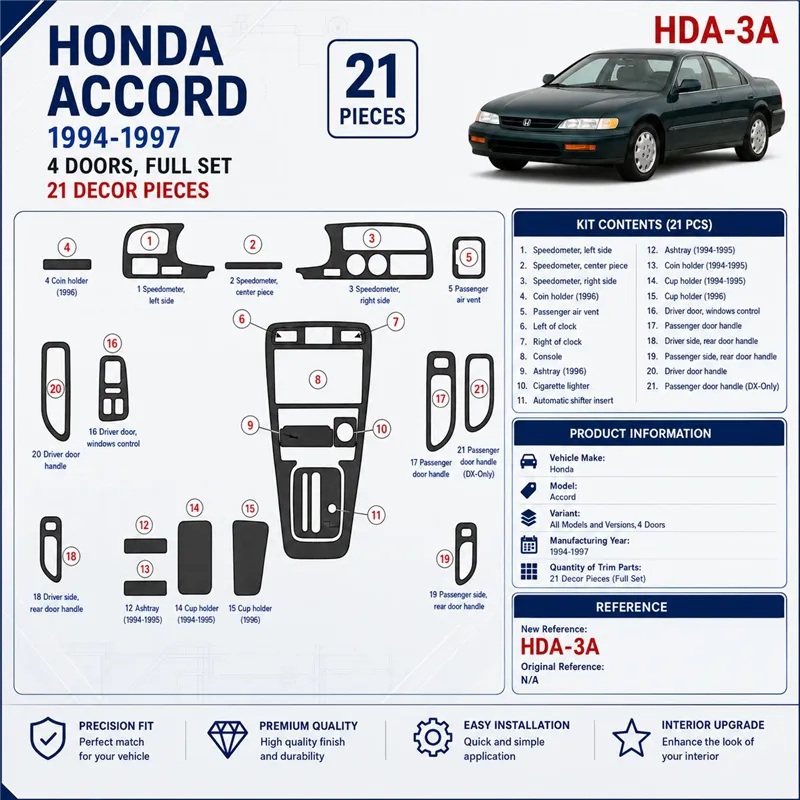 Honda Pilot 2005-2005 kit complet, sans navigation system kit décoration intérieure tableau de bord