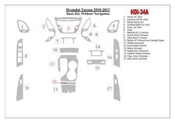 Hyundai ix35 2010-UP Paquet de base, Sans NAVI BD Kit la décoration du tableau de bord - 2 - habillage decor de tableau de bord