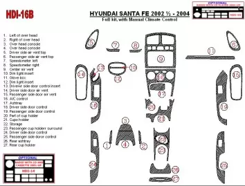 Hyundai Santa Fe 2002-2004 Ensemble Complet, Avec boîte manuellebox Climate Control, 28 Parts set BD Kit la décoration du tablea