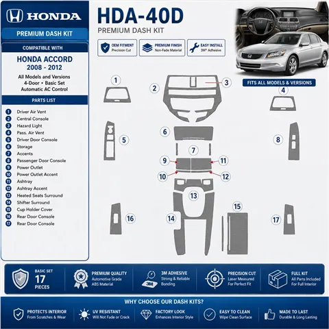 Honda Accord 2008-2012 4 portes, kit de base, automatique AC Control kit décoration intérieure tableau de bord