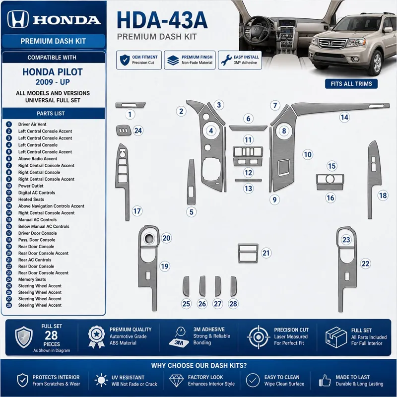 Honda Pilot 2009 - à aujourd’hui universel kit complet kit décoration intérieure tableau de bord