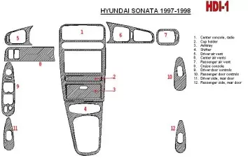 Hyundai Sonata 1997-1998 Ensemble Complet, 12 Parts set BD Kit la décoration du tableau de bord - 1 - habillage decor de tableau