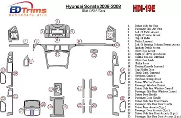 Hyundai Sonata 2006-UP Avec OEM Wood Kit BD Kit la décoration du tableau de bord - 1 - habillage decor de tableau de bord
