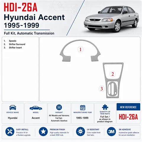 Hyundai Accent 1995-1999 kit complet, boîte automatique kit décoration intérieure tableau de bord