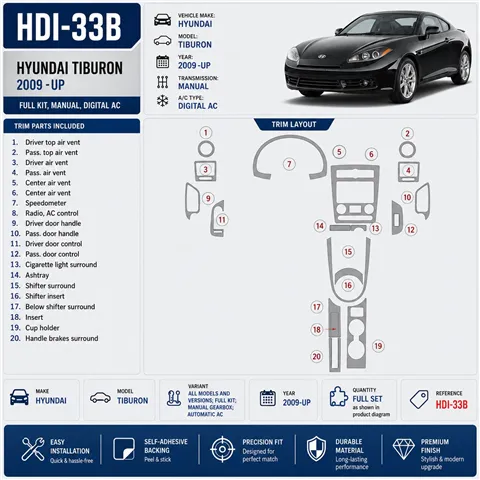 Hyundai Tiburon 2009 - à aujourd’hui Full Kir, boîte manuelle boîte, automatique AC kit décoration intérieure tableau de bord