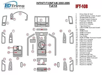 Infiniti FX 2003-2005 Ensemble Complet BD Décoration de tableau de bord