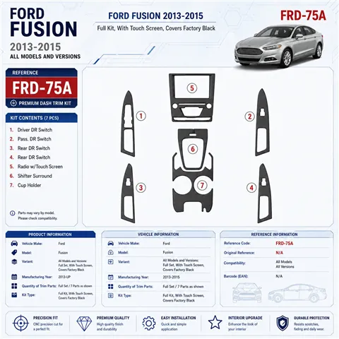 Ford Fusion 2013 - à aujourd’hui kit complet, avec Touch screen, Over OEM Main intérieur Kit décoration intérieure tableau de bo