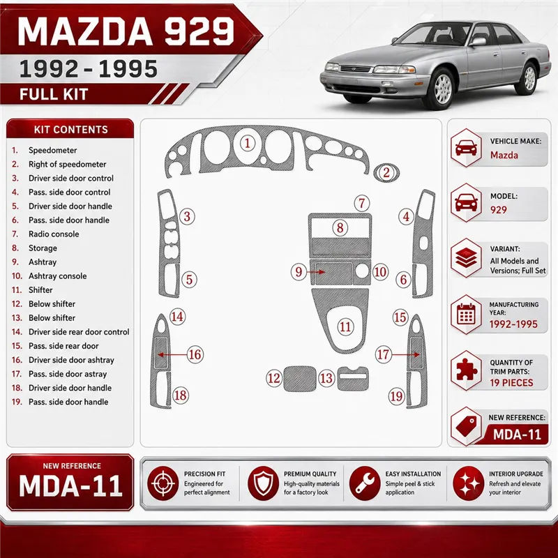 Mazda 929 1992-1995 kit complet, 19 pièces kit décoration intérieure tableau de bord