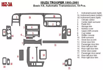 Isuzu Trooper 1995-2002 Paquet de base, Boîte automatique BD Kit la décoration du tableau de bord - 1 - habillage decor de table