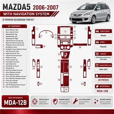 Mazda Mazda5 2006-2007 avec navigation kit décoration intérieure tableau de bord