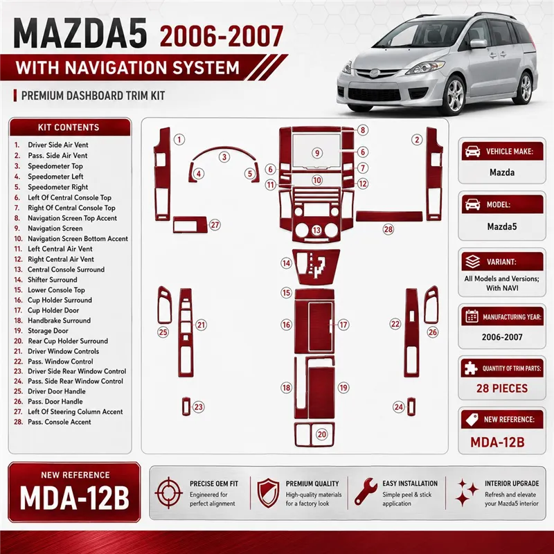 Mazda Mazda5 2006-2007 avec navigation kit décoration intérieure tableau de bord
