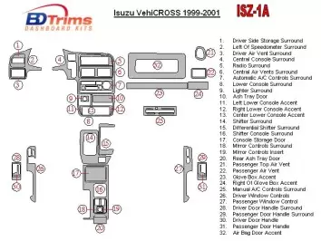 Isuzu VehiCROSS 1999-2001 Ensemble Complet BD Kit la décoration du tableau de bord - 1