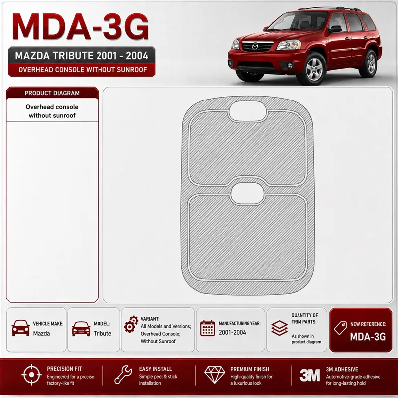 Mazda Tribute 2001-2004 Overhead Console, sans Sunroof kit décoration intérieure tableau de bord