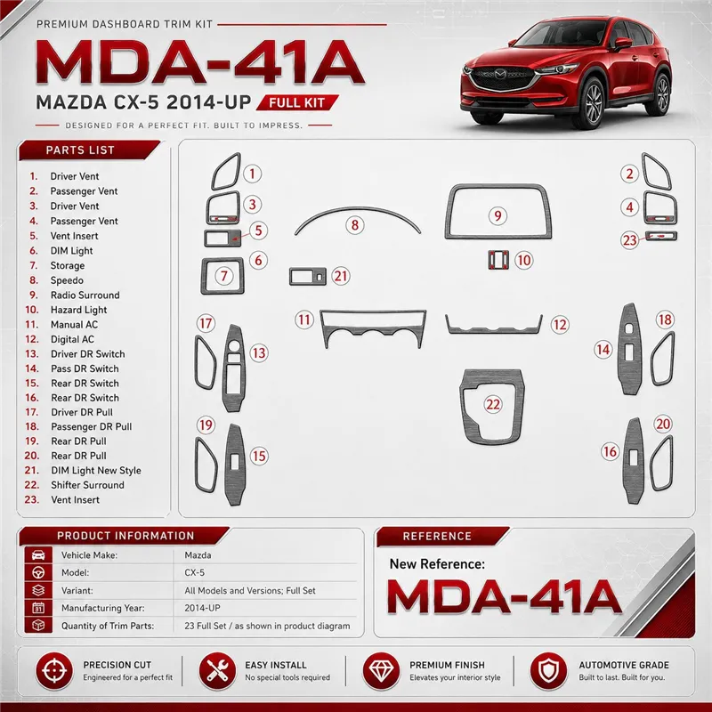 Mazda CX-5 2014 - à aujourd’hui kit complet kit décoration intérieure tableau de bord