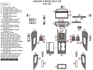 Jaguar F-PACE 2017-UP Ensemble Complet Kit la décoration du tableau de bord 52-Pcs - 2 - habillage decor de tableau de bord