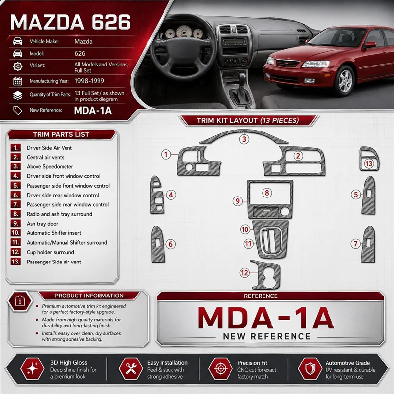 Mazda 626 1998-1999 kit complet kit décoration intérieure tableau de bord