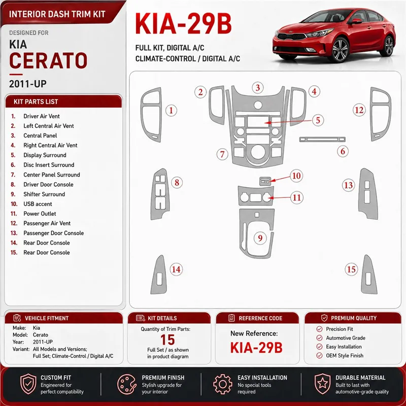KIA Cerato 2011 - à aujourd’hui kit complet, commande de climatisation kit décoration intérieure tableau de bord
