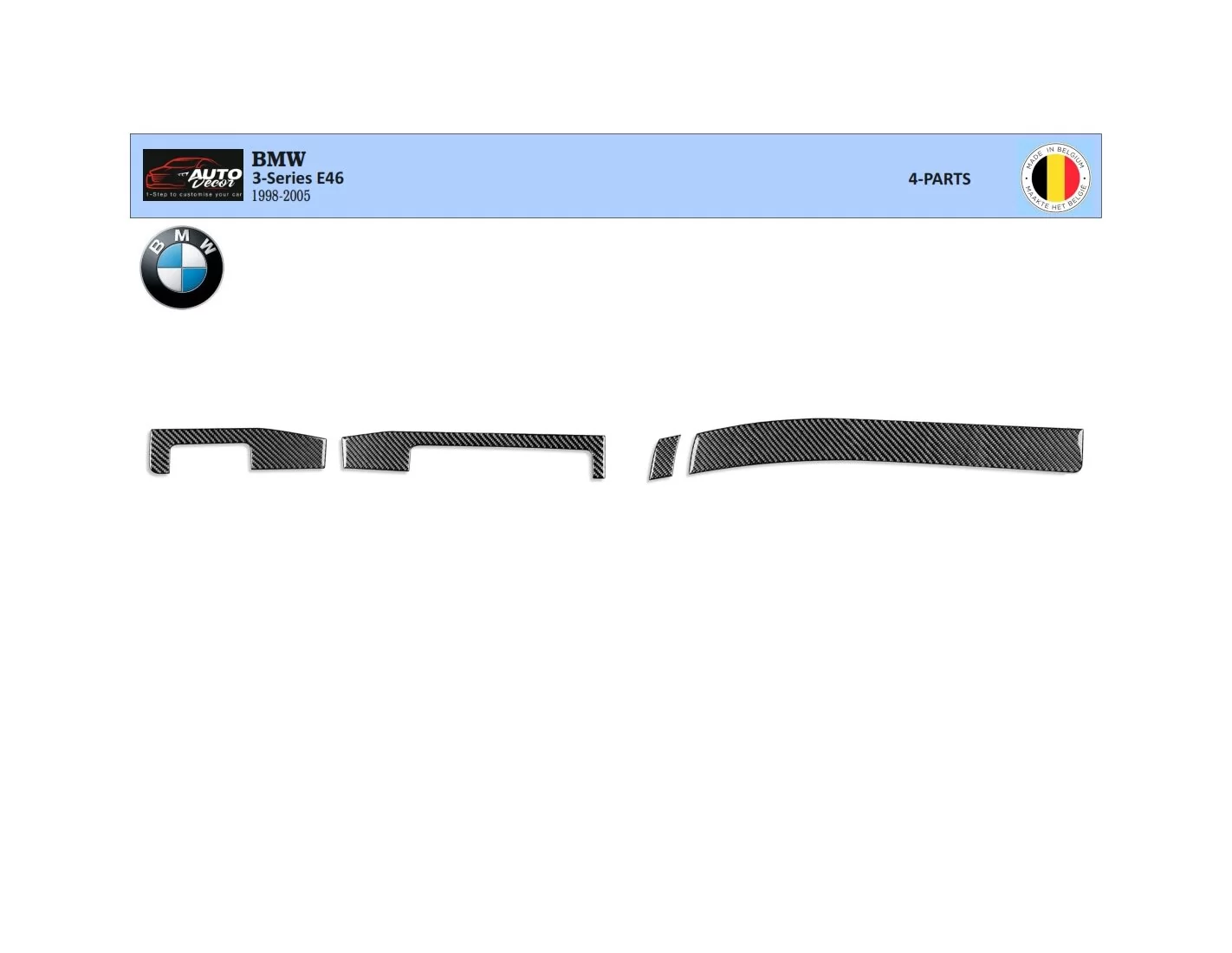 BMW 3 Series E46 98-04 Kit la décoration du tableau de bord 4-Pièce - 1 - habillage decor de tableau de bord