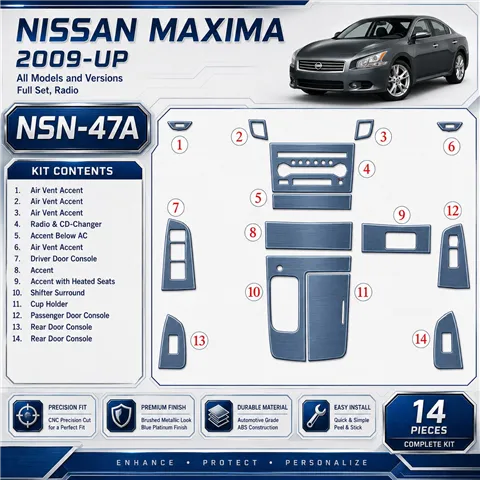 Nissan Maxima 2009 - à aujourd’hui kit complet, Radio kit décoration intérieure tableau de bord