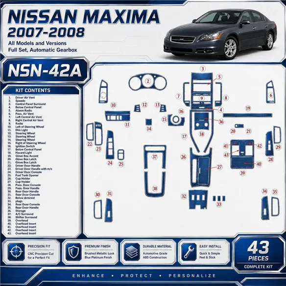 Nissan Maxima 2007-2008 kit complet, boîte automatique kit décoration intérieure tableau de bord