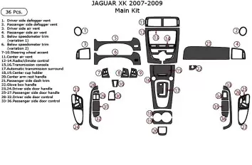 Jaguar XK 2007-2009 Ensemble Complet Kit la décoration du tableau de bord 36-Pcs - 2 - habillage decor de tableau de bord