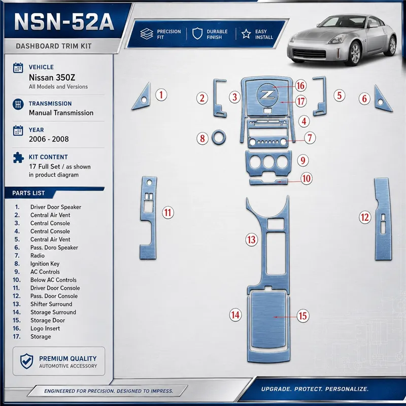 Nissan Z350 2006-2008 kit complet, boîte manuelle boîte kit décoration intérieure tableau de bord