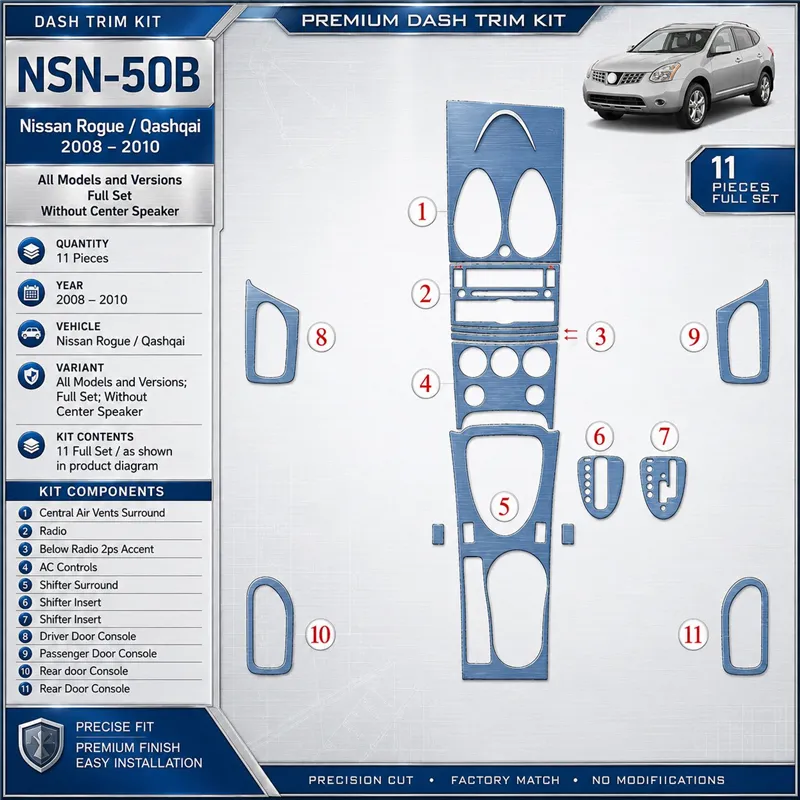Nissan Roque 2008-2010 kit complet, sans Center Speaker kit décoration intérieure tableau de bord