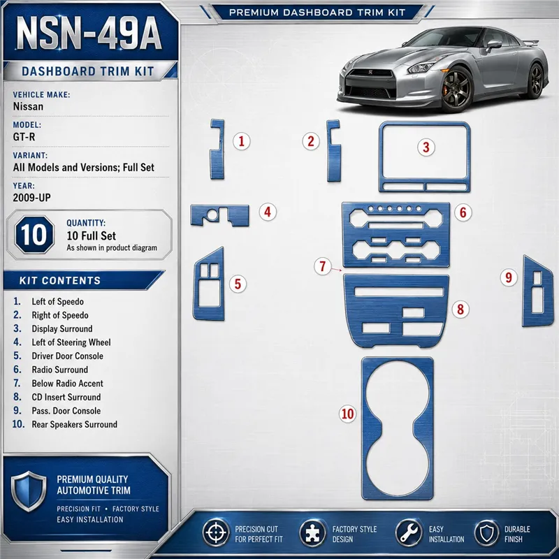 Nissan GT-R 2009 - à aujourd’hui kit complet kit décoration intérieure tableau de bord