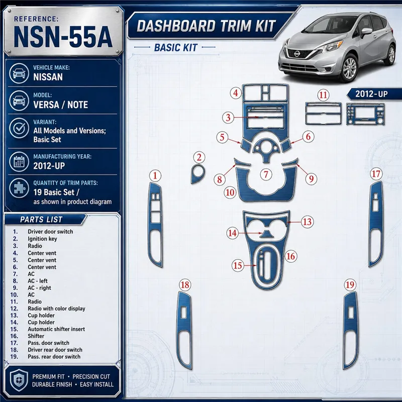 Nissan Versa 2012 - à aujourd’hui kit de base kit décoration intérieure tableau de bord
