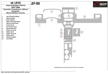 Jeep Compass 2007-2008 Automatic Gear, Without NAVI, Manual Gearbox Window Controls BD Décoration de tableau de bord