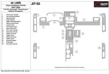 Jeep Compass 2007-2008 Ensemble Complet, Boîte automatique, Sans NAVI BD Kit la décoration du tableau de bord - 1 - habillage de