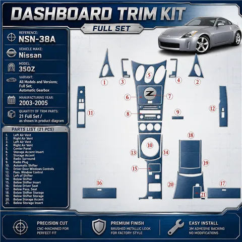 Nissan Z350 2003-2005 kit complet, boîte automatique kit décoration intérieure tableau de bord
