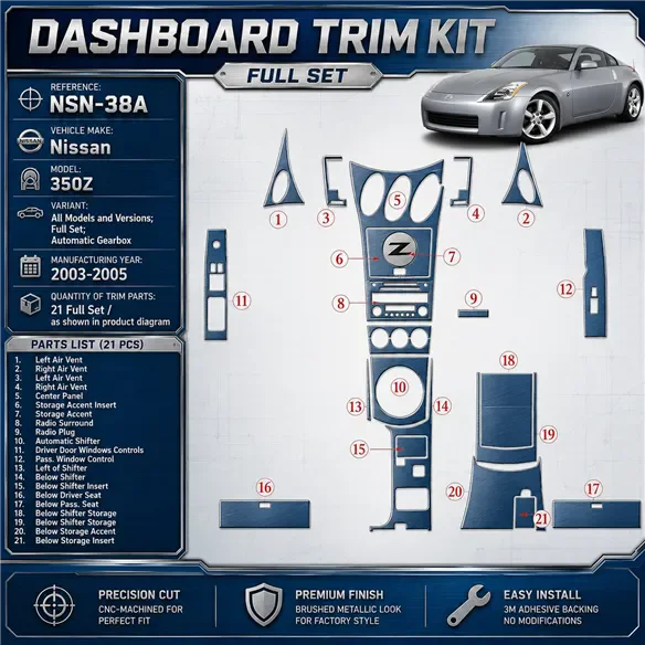 Nissan Z350 2003-2005 kit complet, boîte automatique kit décoration intérieure tableau de bord