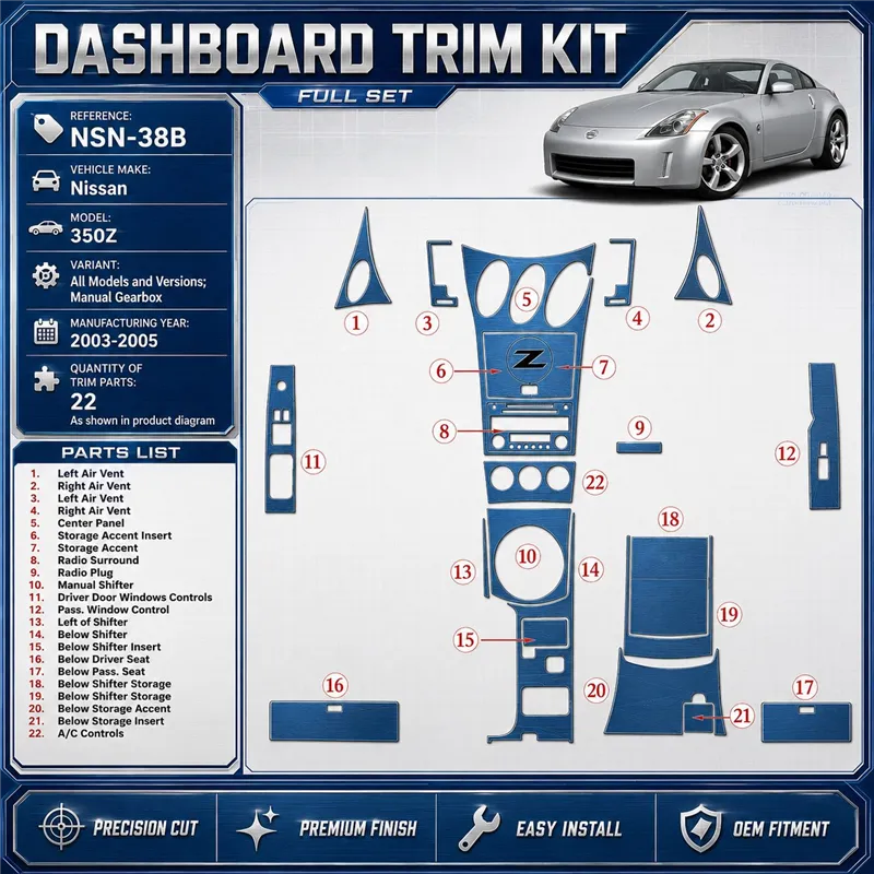 Nissan Z350 2003-2005 boîte manuelle boîte kit décoration intérieure tableau de bord